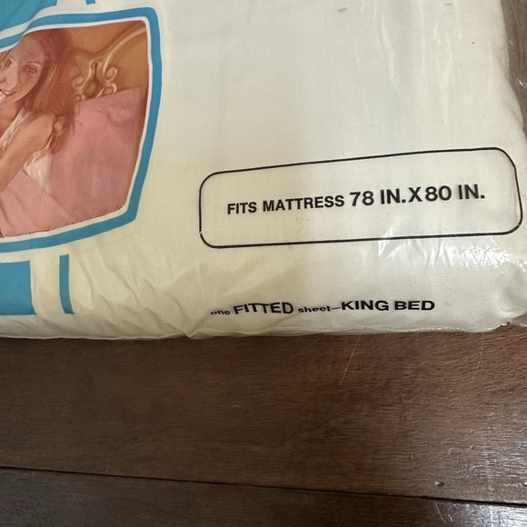 Vintage No Iron Muslin White King Fitted Sheet Retro Made USA NEW NOS - Picture 2 of 7